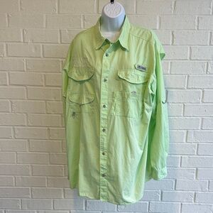 Columbia PFG Womens Green Button Down Long Sleeve Shirt - Kappa Alpha Theta Logo